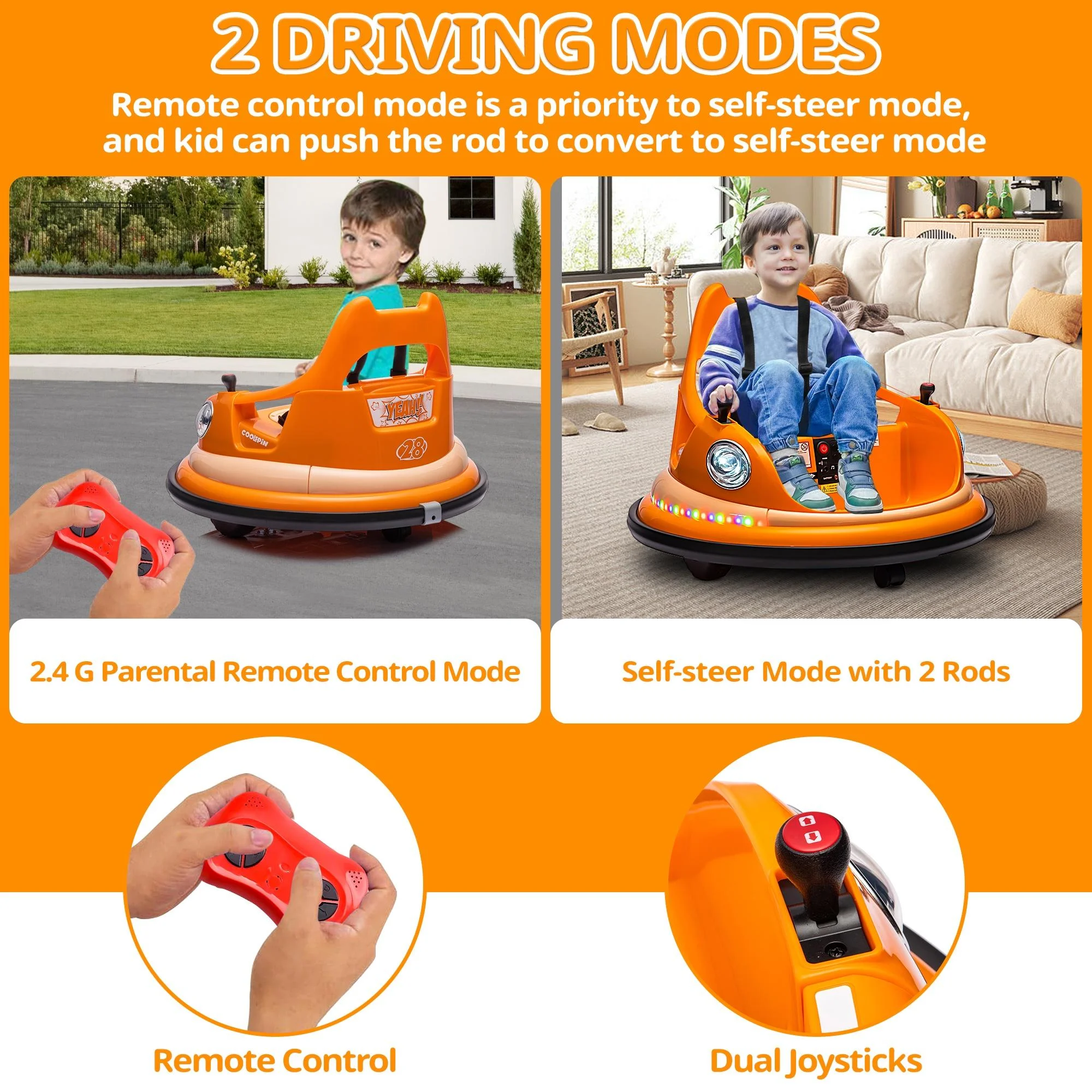 iRerts 12V Bumper Cars for Kids, Bumper Car Ride on with Remote Control, Battery Powered Kids Ride on Toys for 2-5 Year Old Boys Girls