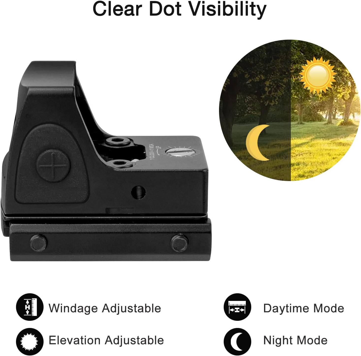 Tactical RMR Red Dot Sight, 20mm Red Dot Sight 3.25 MOA Pistol Scope Adjustable Reflex Sight for Picatinny Weaver or Gl0CK Rail Mount