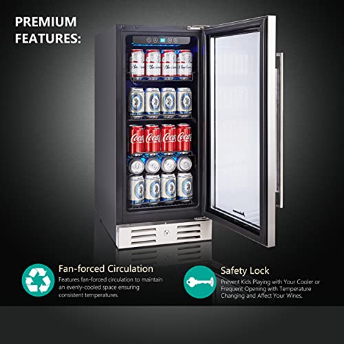 Kalamera 15 inch beverage cooler Built-in and Freestanding with Stainless Steel KRC-96BV154BV210508