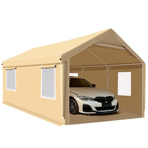 Rainproof Portable Paint Booth 26X14X10.5FT Spray Booth with 6pcs Mesh Windows & Floor for Painting Cars, Auto Parts, Furnitures and Other Big Items