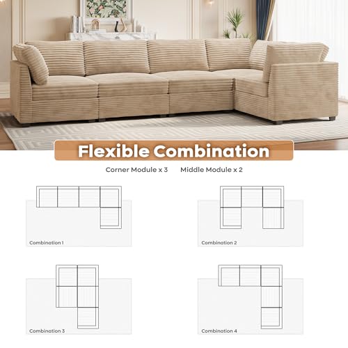 ovios 130.7" Modular Sectional Sofa Couch, U-Shaped Cloud Couches with 2 Ottomans Chaise