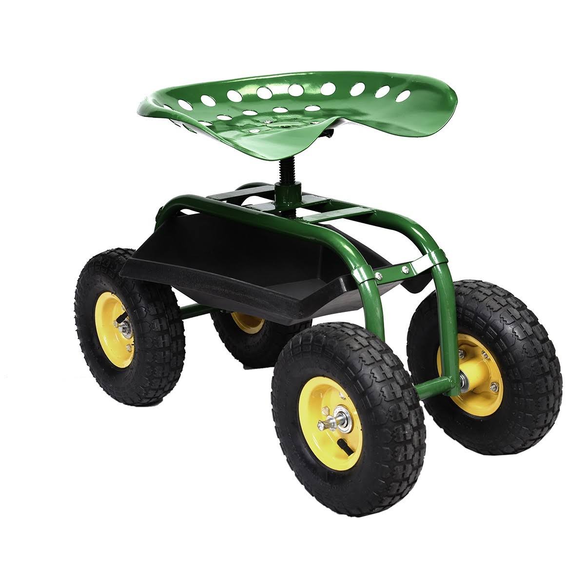 Goplus Rolling Garden Cart Work Seat with Heavy Duty Tool Tray Durable Planting Red GT2635RE