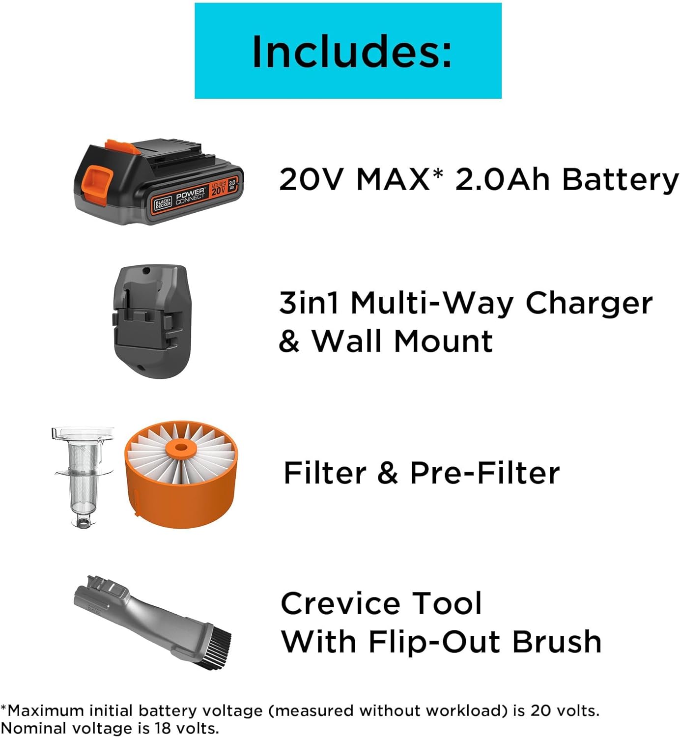 BLACK+DECKER POWERSERIES Extreme Cordless Stick Vacuum Cleaner with Removable 20V MAX Battery and Vacuum Accessories (BSV2020) - Smart Home Appliances