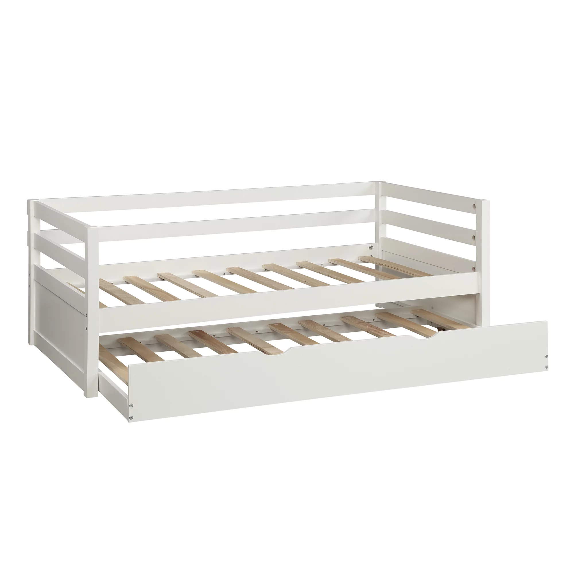 EUROCO Solid Wood Daybed with Trundle, Twin for Kids Room, White