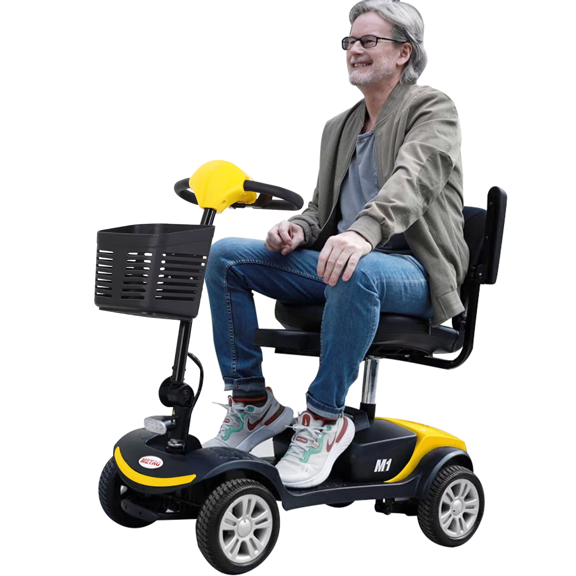 Outdoor Motorized Electric Carts for Senior, Heavy Duty Electric Scooters with 4 Wheel, Sliding Swivel Seat with Flip-Up Armrests for Adults