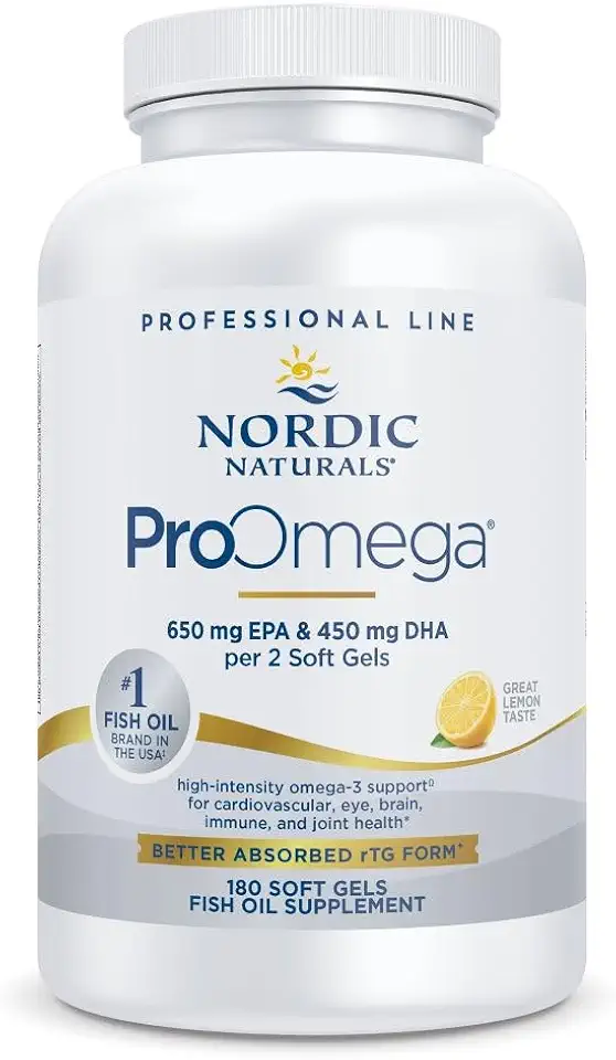 Nordic Naturals ProOmega, Lemon Flavor - 180 Soft Gels - 1280 mg Omega-3 - High-Potency Fish Oil with EPA & DHA - Promotes Brain, Eye, Heart