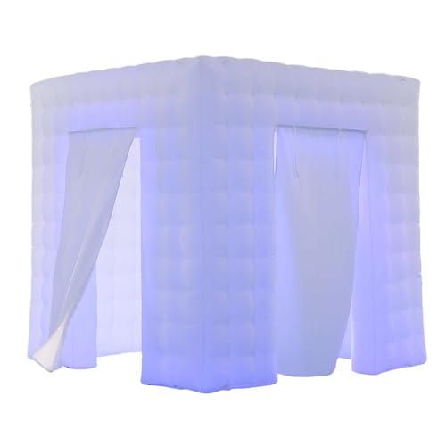 SAYOK Portable Inflatable Photo Booth Enclosure (White, Two Doors, 8.2x8.2x8.2ft), Photo Booth Tent with Air Blower and Remote Controller
