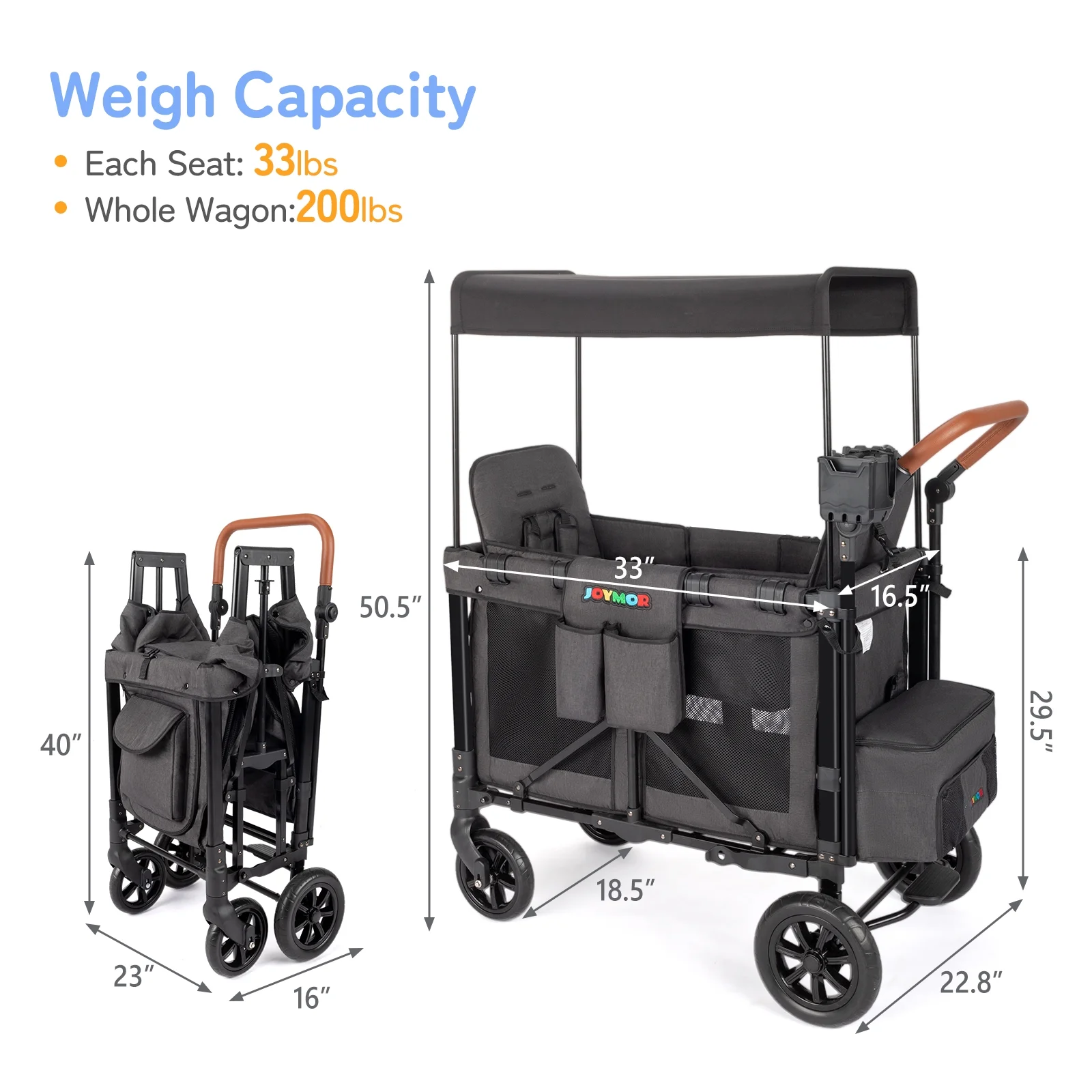 JOYMOR Double Pro Stroller Wagon for 2 Kids, Bus Seating,5 Point Harness for Unisex Infant Toddler