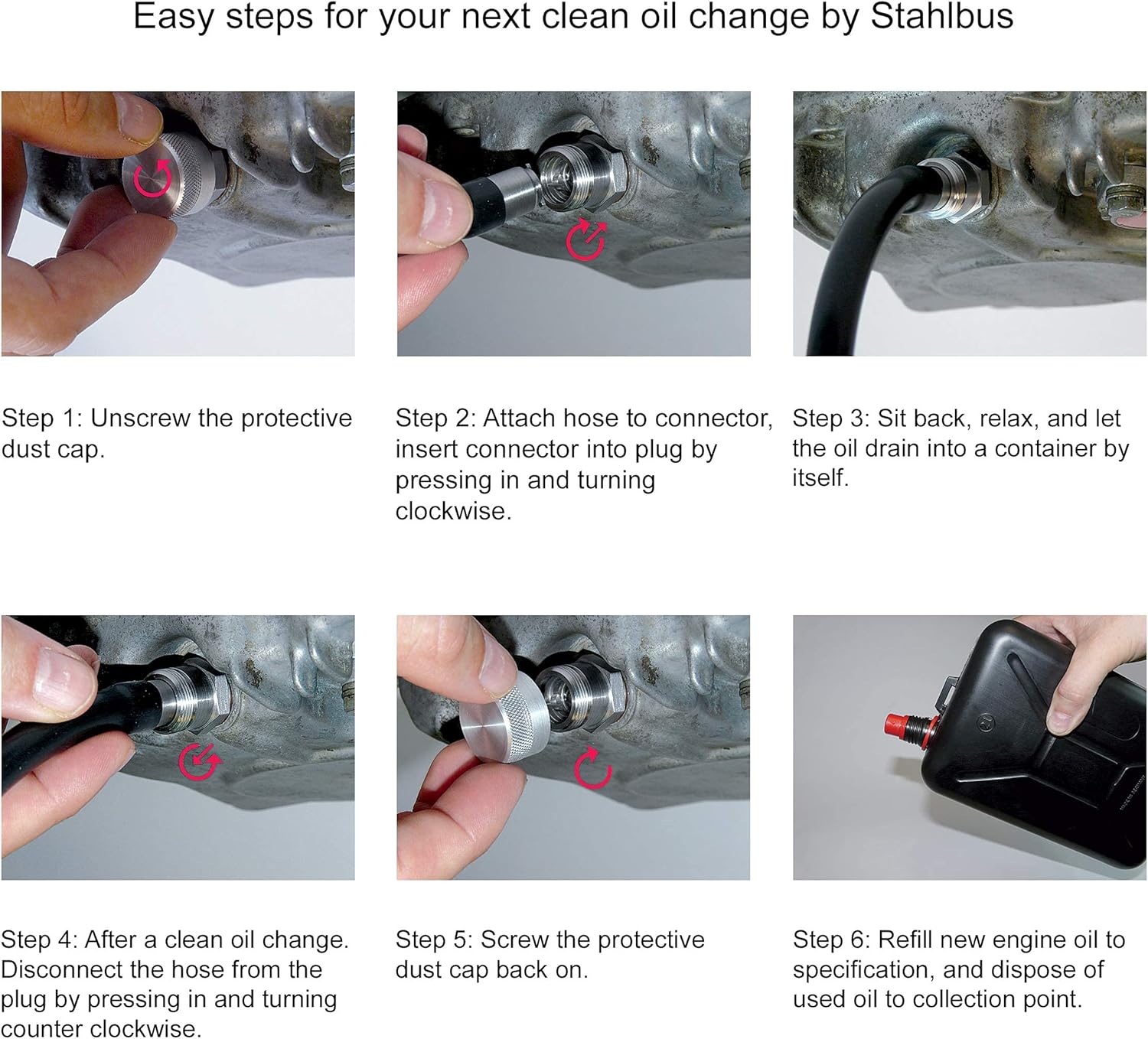 Stahlbus Oil Drain Valve Plug M20x1.5x12mm Steel - CLEAN, EASY, NO TOOL Oil Change - Includes Oil Drain Plug, Washer, Cap, Connector