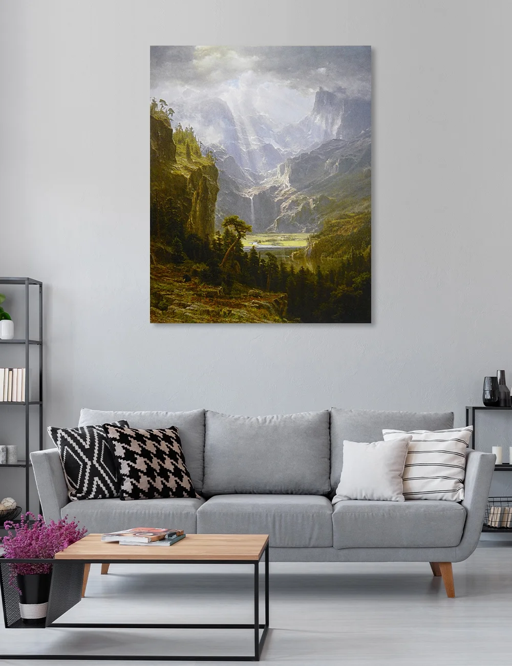 DECORARTS - Rocky Mountains by Albert Bierstadt. Giclee Print on Canvas Fine Art for Wall Decor Ready to Hang. 30" H x 24" W