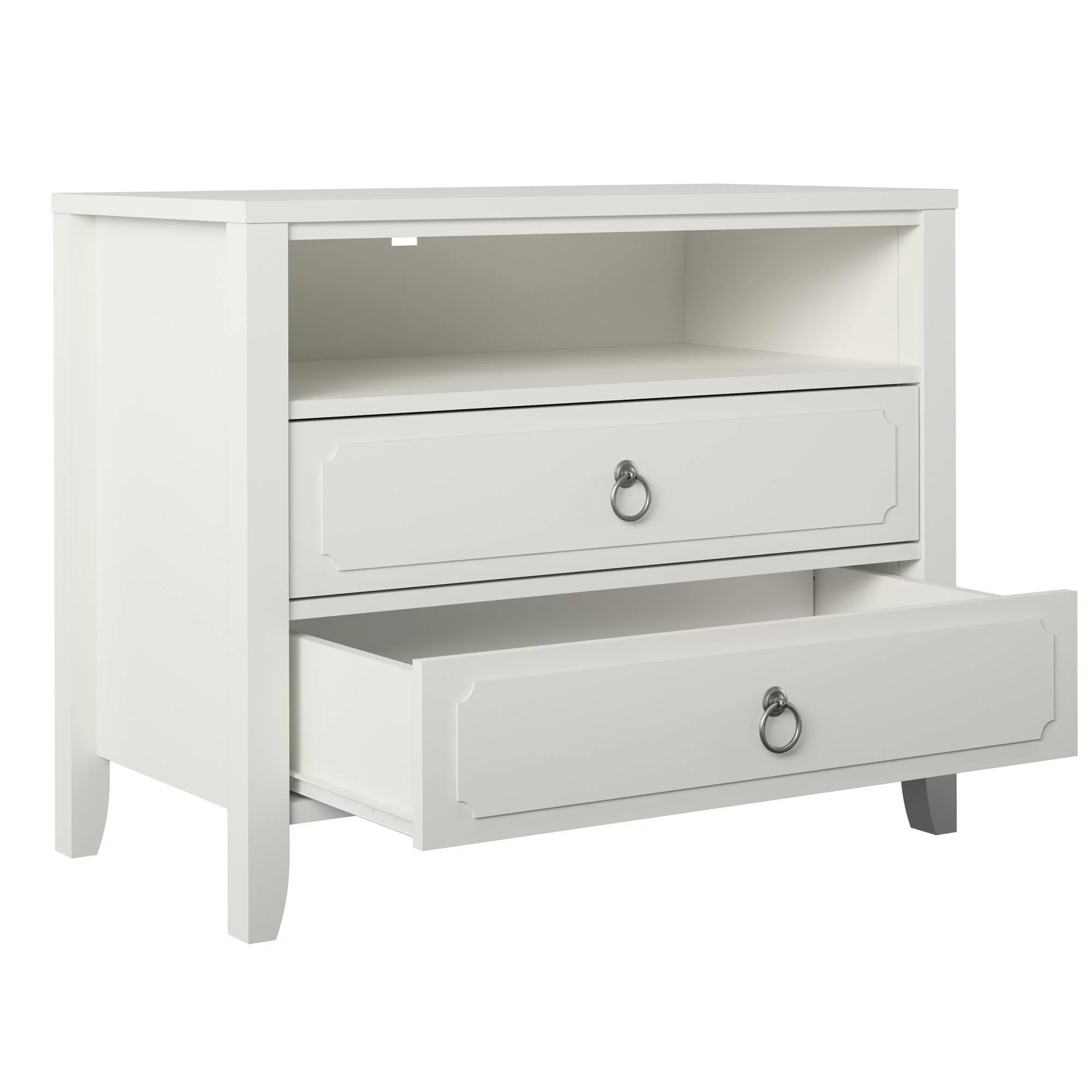 Novogratz Her Majesty 2 Drawer Nightstand, Soft White - Radiant Selections