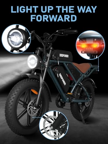 DEEPOWER Electric Bike for Adults,1500W/3500W Peak Motor 30MPH 35-180 Miles Electric Bicycle,Dual Suspension Ebikes for Adults