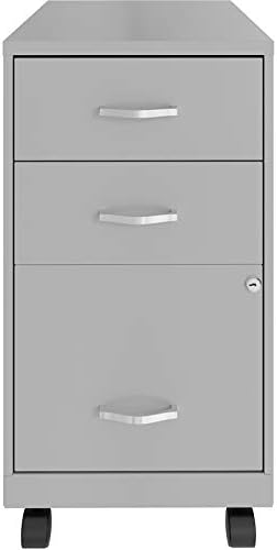 Space Solutions 3 Drawer Metal Mobile File Cabinet with Lock, Letter Size, Navy, Fully Assembled