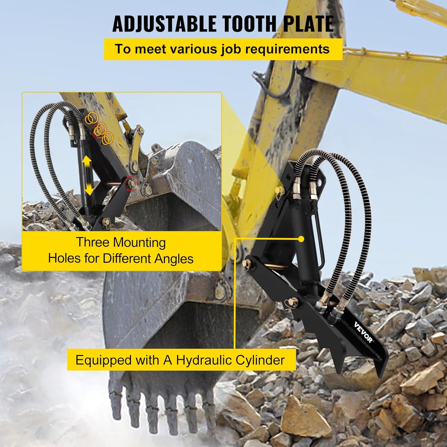 VEVOR Backhoe Thumb 21 inch Hydraulic Backhoe Excavator Thumb Attachments Weld On with Hydraulic Cylinder