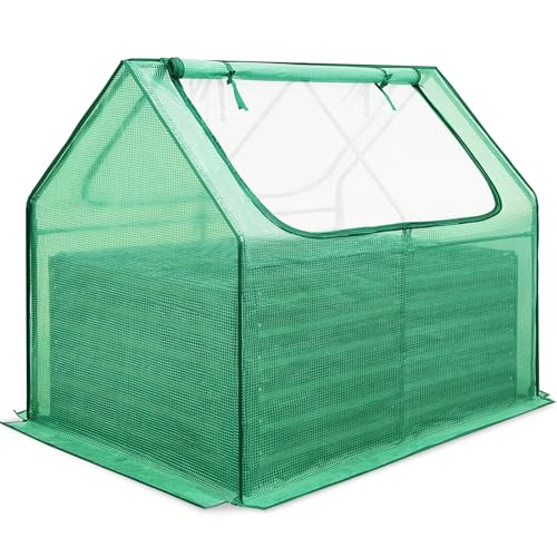 Quictent Raised Garden Bed Galvanized Raised Beds for Gardening Vegetables with Cover 8x4x1 ft Metal Planter Box Outdoor Use (Clear)