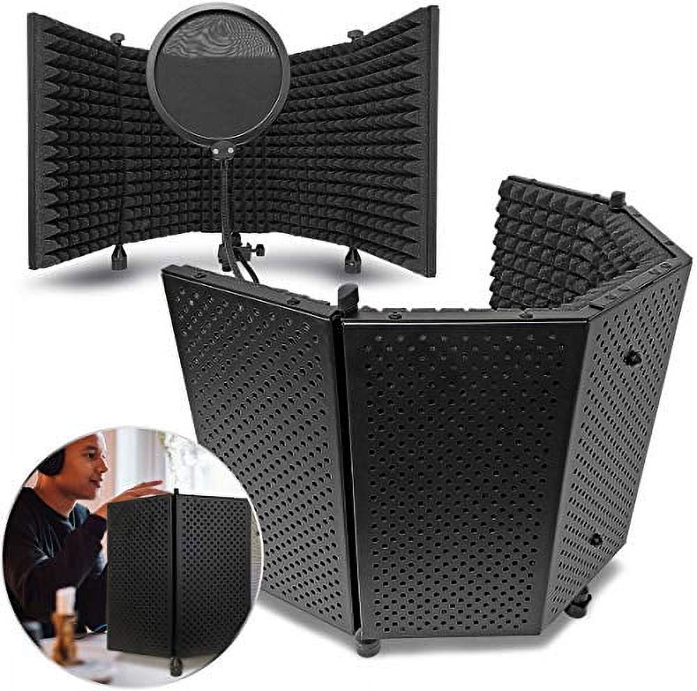 AxcessAbles SF-101VB 32.5" Wx13 H (422sq inch) Half Dome Vented Recording/Podcast Isolation Shield with Desktop Standing Knobs and Microphone Windpop