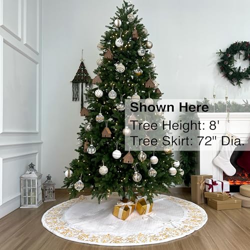 72-Inch Victorian Velvet Christmas Tree Skirt with Gold Damask Embroidery and Plush Lace Ties, Burgundy