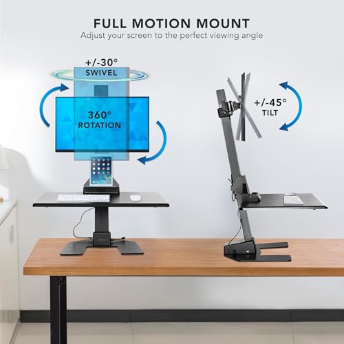 Mount-It! Electric Standing Desk Converter - Motorized Sit-Stand Desk Riser with Monitor Mount