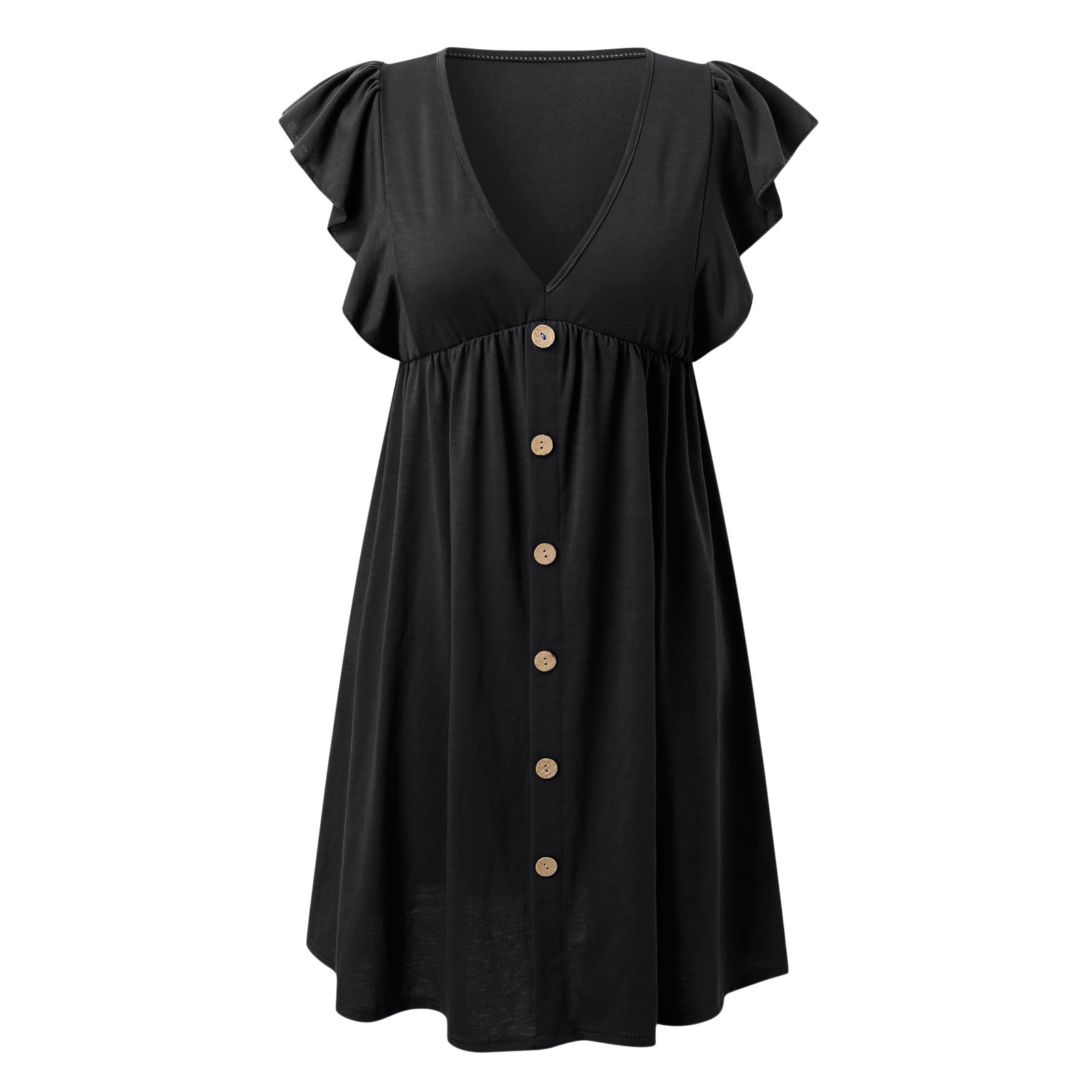 SZXZYGS Cotton Dresses for Women 2024 Petite Womens Summer Dress V Neck Casual Flowy Swing Dresses Midi Button Down Dress T Shirt Dress 2024 Women