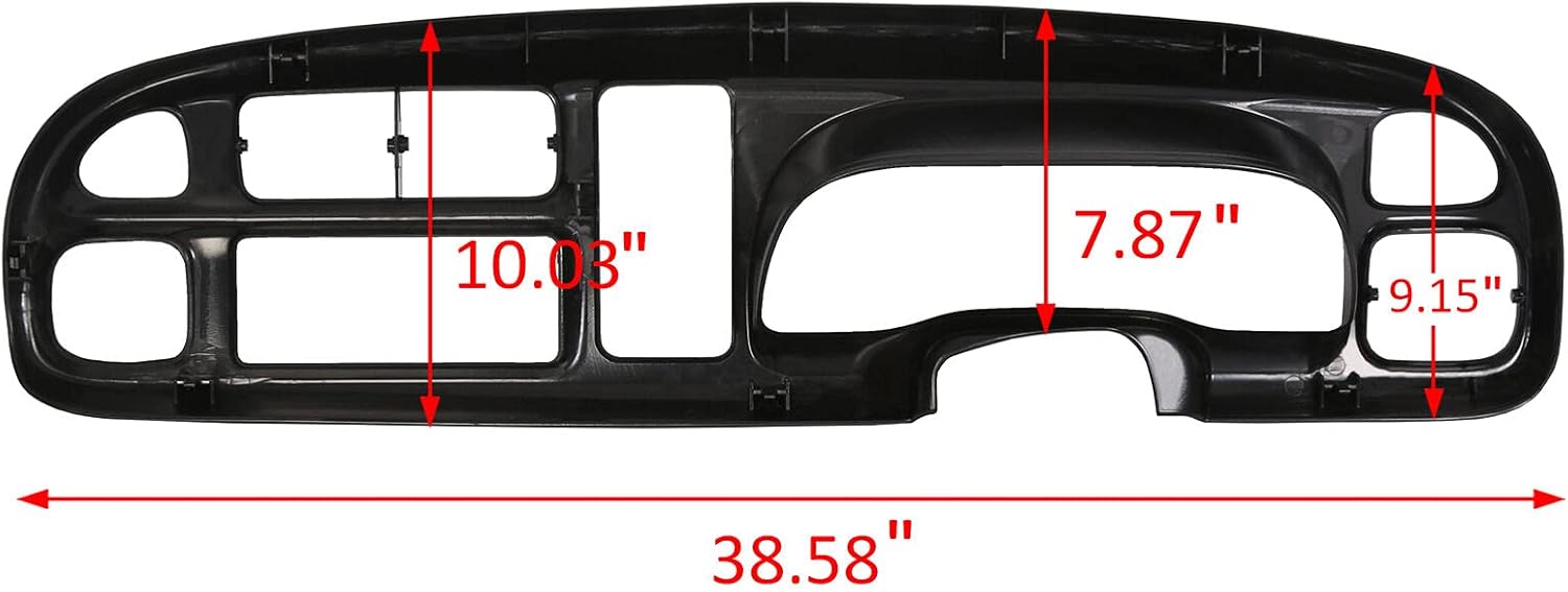 ECOTRIC Front Dash Pad Cover Overlay Dashboard Cap Compatible with 1998-2001 Dodge Ram Trucks Gray Molded Dash Bezel Protector