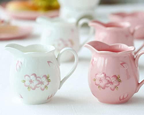 Ceramic Tableware Milk pots Ceramic Cream and Sugar Pot Creamer Jug Sugar Jar Coffee Serving Set Cream Pitcher-Pink-Milk Jug & Sugar Bowl Jars (Color