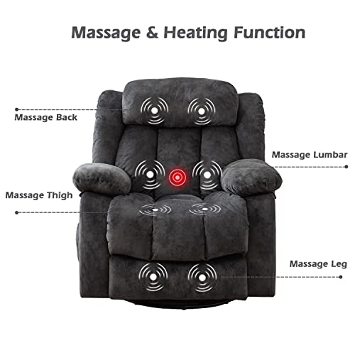 CANMOV Massage Swivel Rocker Recliner Chair with Heat and Vibration