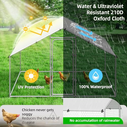 Chicken Coop Poultry Cage Large Metal Hen Run with Water-Resident Cover for Rabbit Duck House Outdoor Walk-in Chicken Pen for Yard
