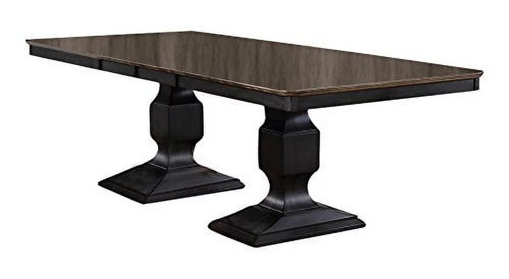 Kings Brand Alleyton 9 Piece Charcoal & Oak Wood Dining Room Set, Extendable Table & 8 Chairs