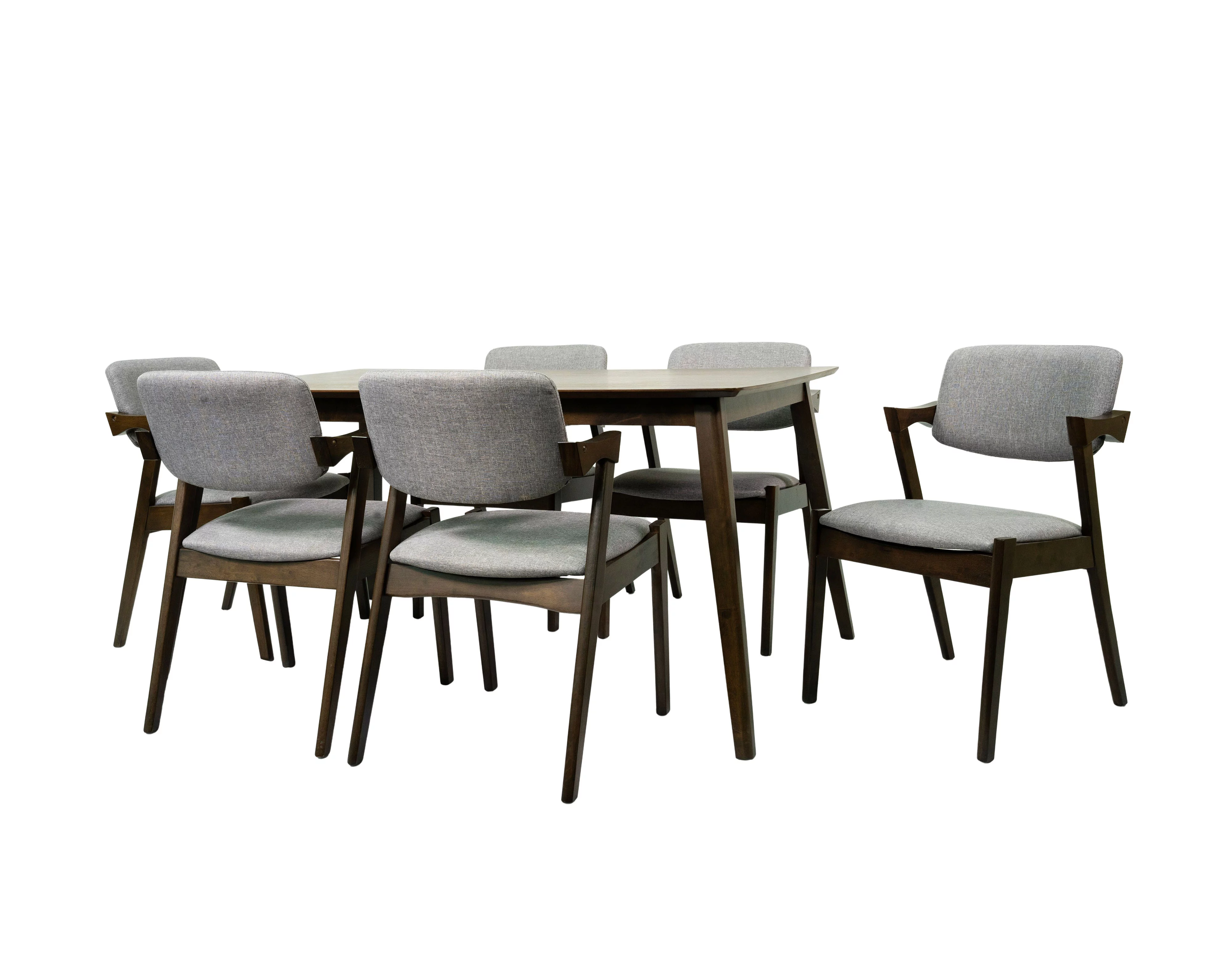 Keops 7-Piece Dining Set Mid Century Modern Solid Wood Dining Table and 6 Chairs | Great for Kitchen Breakfast Dining