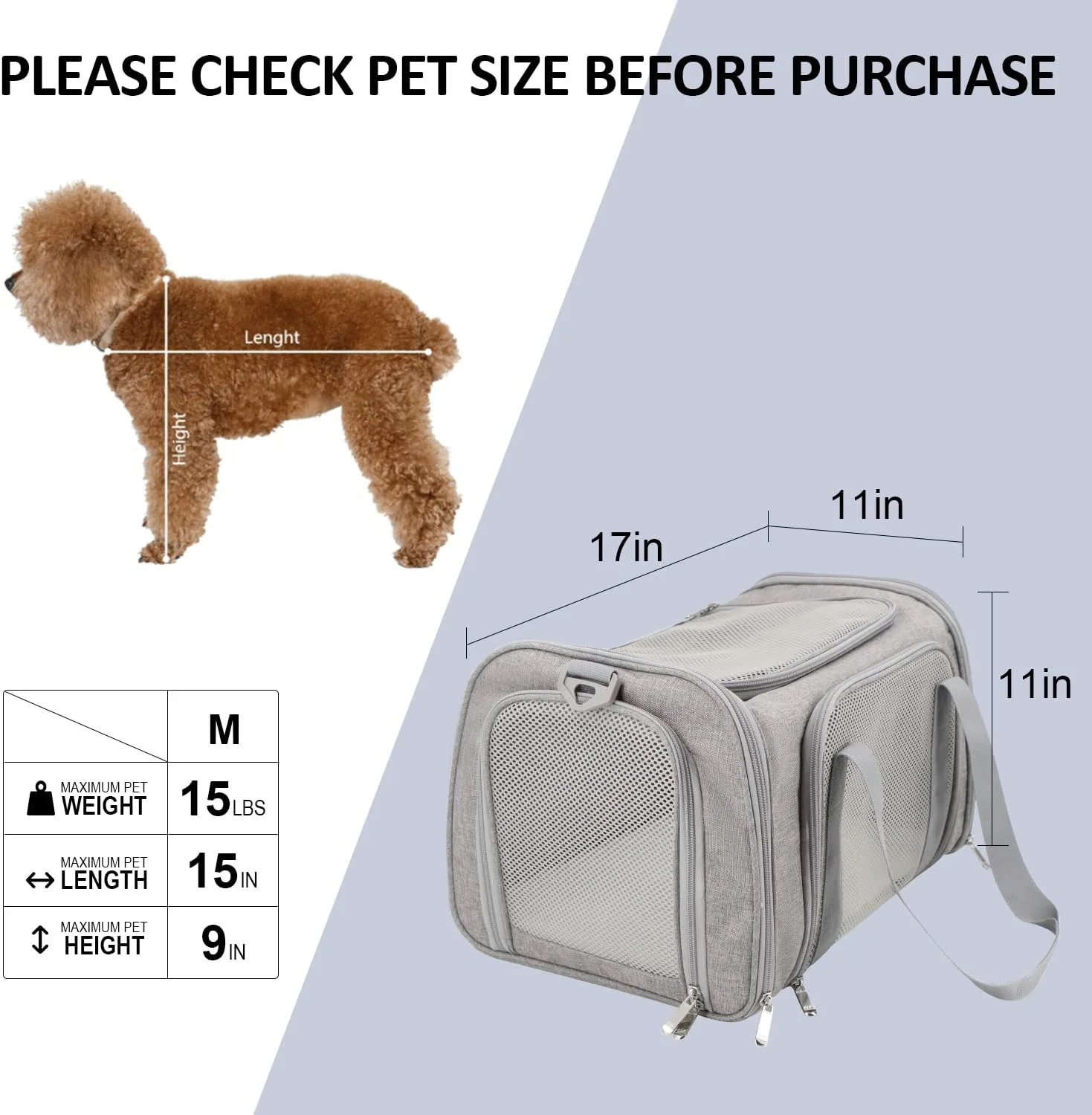 Henkelion Cat, Dog Carrier for Small Medium Cats Puppies up to 15 Lbs, TSA Airline Approved Carrier Soft Sided, Collapsible Travel Puppy Carrier
