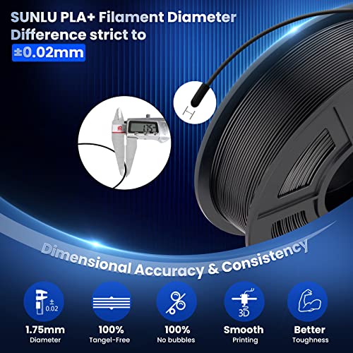 SUNLU 3D Printer Filament Bundle, PLA Plus Filament 10KG 1.75mm, Neatly Wound Filament for Most 3D Printer, 10 Colors, 1kg Spool