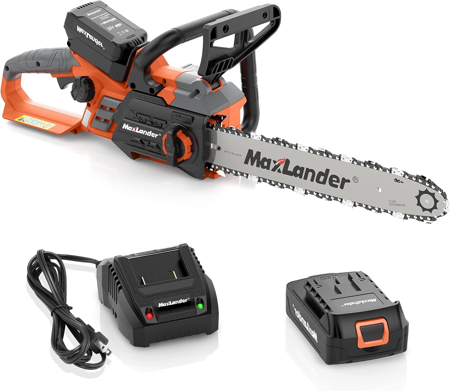 MAXLANDER 10-Inch Battery Operated Chainsaw, 20V Cordless Chainsaw with Battery and Charger, Auto-Tension, Auto-Lubrication, Lightweight