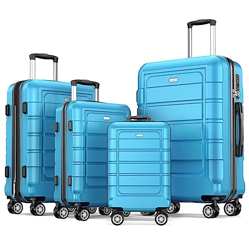 SHOWKOO Luggage Sets Expandable PC+ABS Durable Suitcase Double Wheels TSA Lock Black