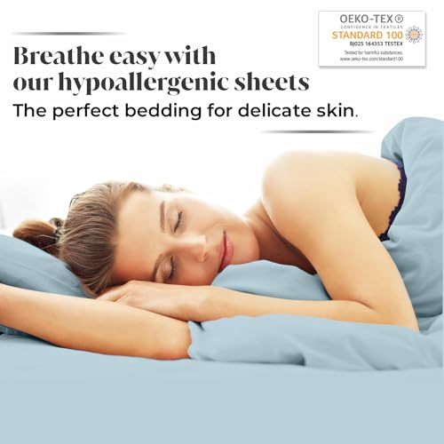 Luxury Bamboo Market | Queen Size Bed Sheet Set | 100% Viscose Made from Bamboo | Organically Grown | Ultra Soft | Cooling Sheets for Hot Sleepers |