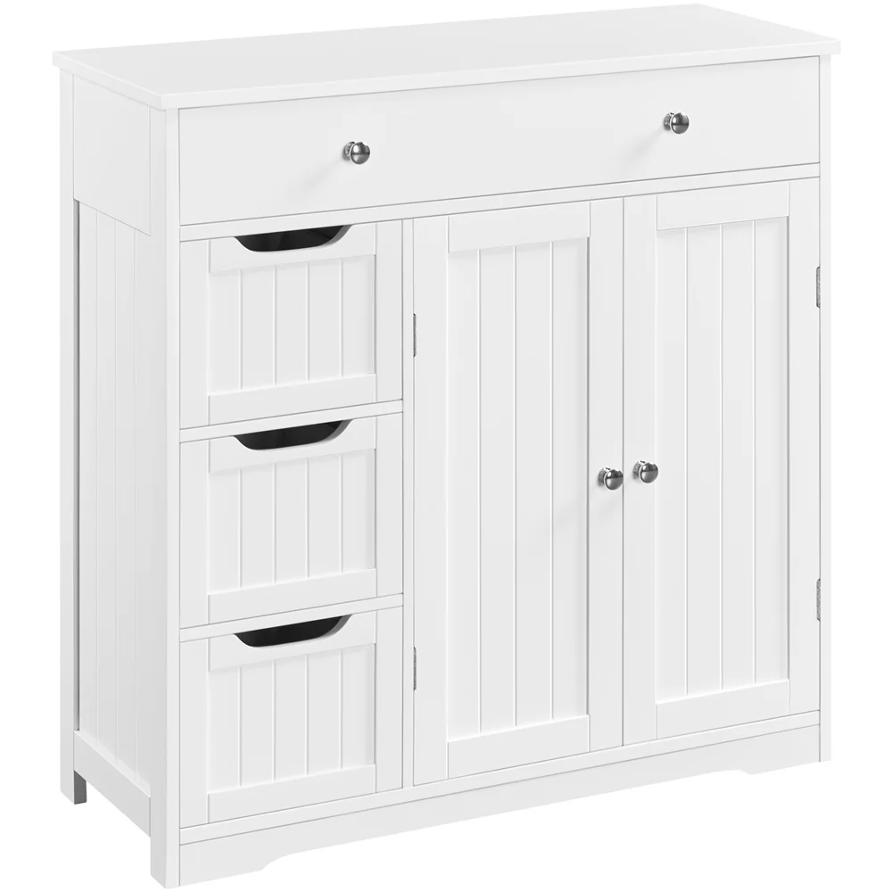 Topeakmart 4 Drawers Modern Floor Storage Cabinet with Adjustable Shelf for Bathroom Living Room, White