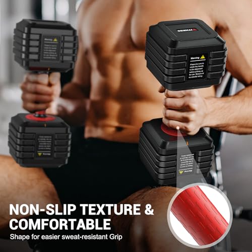 Adjustable Dumbbells Set of 2, 1-Sec Adjustable Weights Dumbbells Set, 5 in 1 Free Dumbbell with Anti-Slip Texture Handle