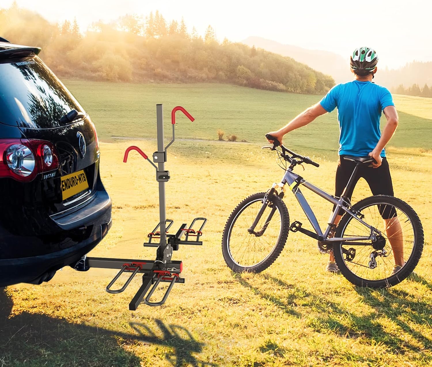 MARVOWARE Hitch Mounted Foldable 2-Bike Rack Platform Style Bicycles Carrier for Cars, Trucks, SUV with 2 Hitch (style1)