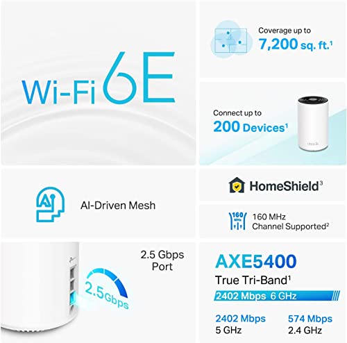 TP-Link Deco AXE5400 Tri-Band WiFi 6E Mesh System(Deco XE75 Pro) - 2.5G WAN/LAN Port, Covers up to 7200 Sq.Ft, Replaces WiFi Router and Extender