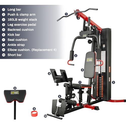 Home Gym, Multifunctional Workout Equipment with Leg Press, Exercise Equipment for Home with Pulley System