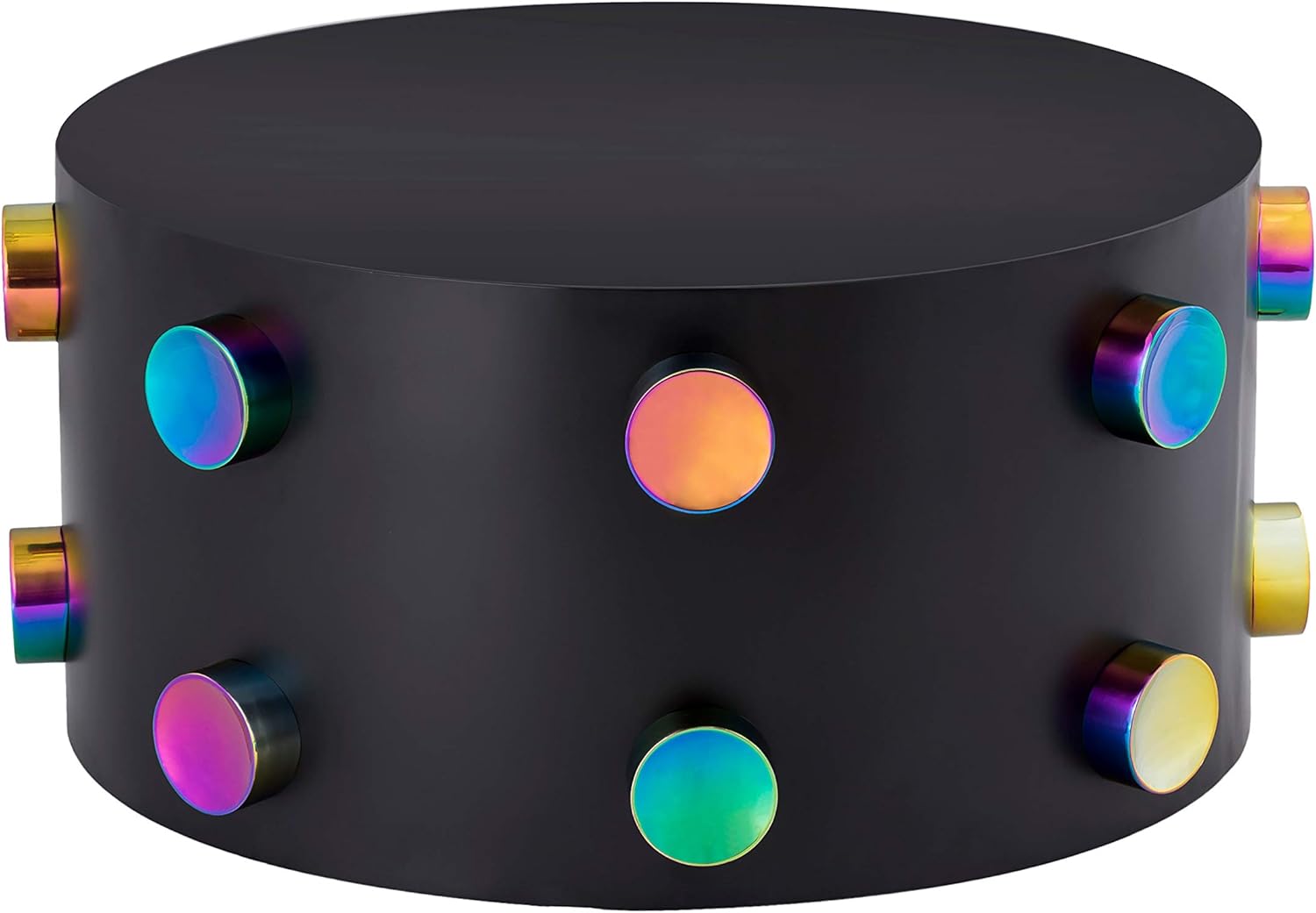 TOV Furniture Rockstar Modern Cylindrical Design Living Room Coffee Table, 33, Black