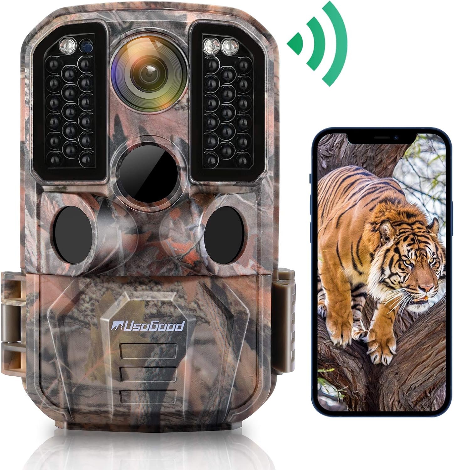 WiFi Trail Camera, Usogood 24MP 1296P Game Cameras with IR Night Vision Motion Activated Waterproof Hunting Cam Wireless for Audio Live Feed