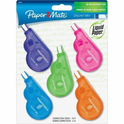 Paper Mate Liquid Paper DryLine Mini Fashion Correction Tape, 1 Line x 196 inch,