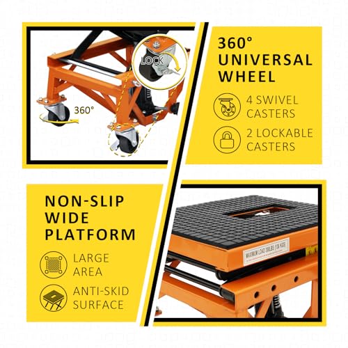 PENSUN Hydraulic Motorcycle Lift Table, 350 LBS Heavy Duty Ultra-Stable Motorcycle Scissor Jack Stand Fit for Motorcycle Dirt Bike ATV