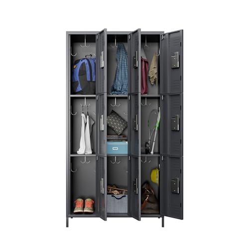 6 Door Metal Storage Locker 18 Hooks,Metal Locker for Employees with Lock for School Garage Office Gym Bedroom,Assembly Required
