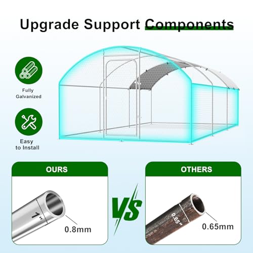 Chicken Coop Poultry Cage Large Metal Hen Run with Water-Resident Cover for Rabbit Duck House Outdoor Walk-in Chicken Pen for Yard