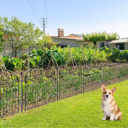 Tall Garden Fence Animal Barrier with Gate, 40 in(H) 12 Panels Garden Fences and Borders for Dogs, Dog Fence Outdoor for Yard