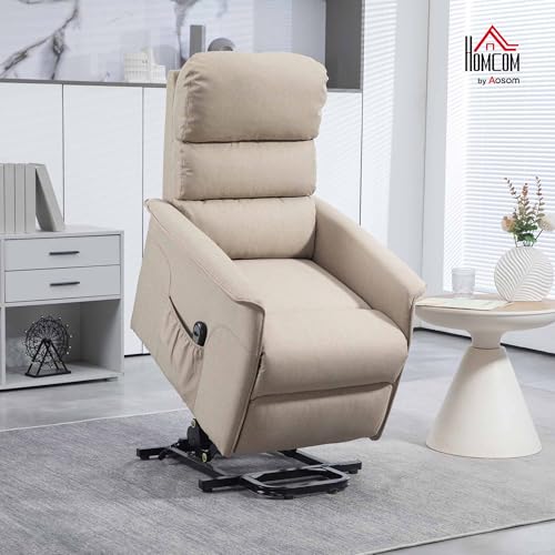 HOMCOM Power Lift Recliner Chair for Elderly, Easy Assembly, Fabric Lift Chair for Adults, Recliner Sofa with Remote Control