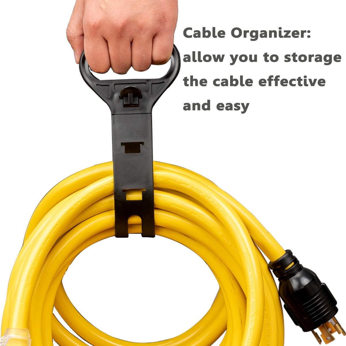 25 Feet Heavy Duty Generator Extension Cord,Generator Locking Cord,NEMA L5-30P/Three 5-15R, 3 Prong 10 Gauge Flexible Generator Cable
