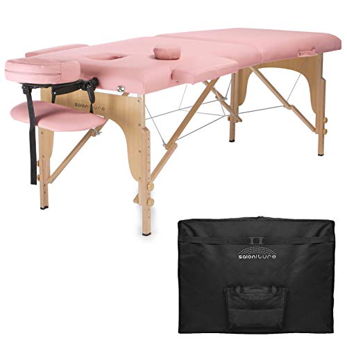 Saloniture Professional Portable Folding Massage Table with Carrying Case - Black