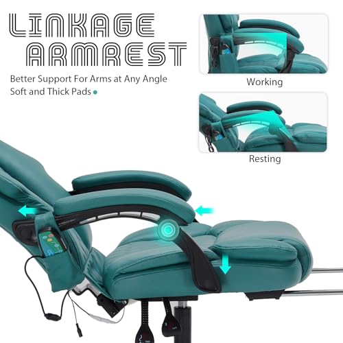 Massage Office Chair with Heat,Reclining Office Chair with Foot Rest,6 Points Vibration Home Desk Chairs for Heavy People 400lbs